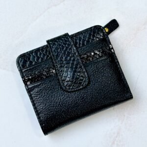 Billetera Noir, en cuero, para dama